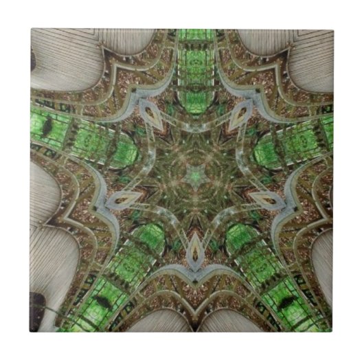 Keramik der geometrischen Kunst smaragdgrünes Blat Fliese (Vorderseite)