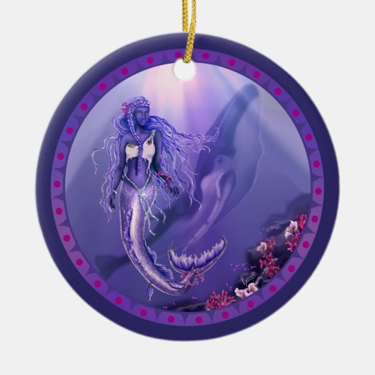 Keramik der lila Meerjungfrau Ornament (Vorne)