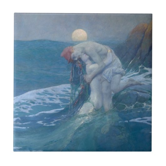 KERAMIK : DER MERMAID : E. PYLE : 1910 FLIESE (Vorderseite)