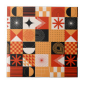 Keramik der roten Orange-Schwarzen Geometrie Fliese (Vorderseite)