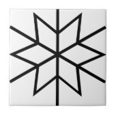 Keramik der Schwarz-weißen geometrischen Blume Fliese (Vorderseite)