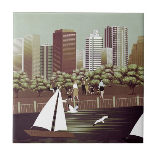 Keramik der städtischen Landschaft Fliese (Vorderseite)