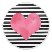 Keramik der Wasserfarbe Schwarz und Rotes Herz Keramikknauf (Vorderseite)