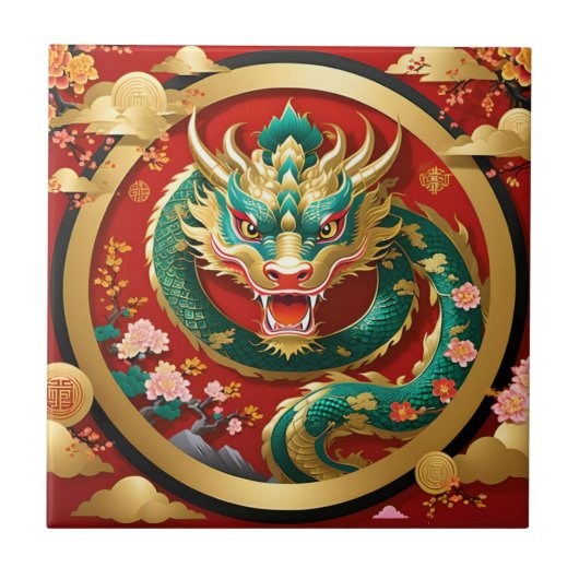 Keramik des chinesischen Drachen Fliese (Vorderseite)