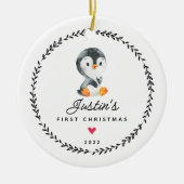 Keramik des ersten Weihnachtspenguins Ornament (Vorne)