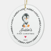 Keramik des ersten Weihnachtspenguins Ornament (Links)
