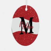 Keramik des personalisierten Glitzer Ornament Aus Metall (Vorderseite Rechts)