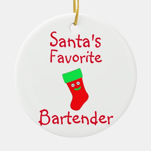Keramik des Weihnachtsmanns Lieblings-Barkeepers Keramik Ornament (Vorne)