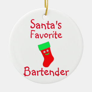 Keramik des Weihnachtsmanns Lieblings-Barkeepers Ornament