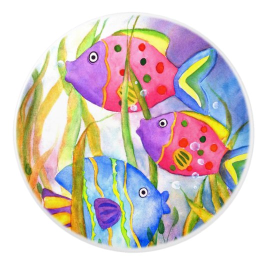 Keramik Door/Zeichn Knobs - Sea Life Whimsical Fis Keramikknauf (Vorderseite)