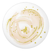 Keramik Drawer Pull Gold Rose Bud Keramikknauf (Vorderseite)