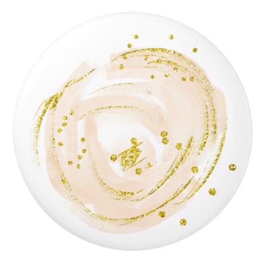 Keramik Drawer Pull Gold Rose Bud Keramikknauf (Vorderseite)