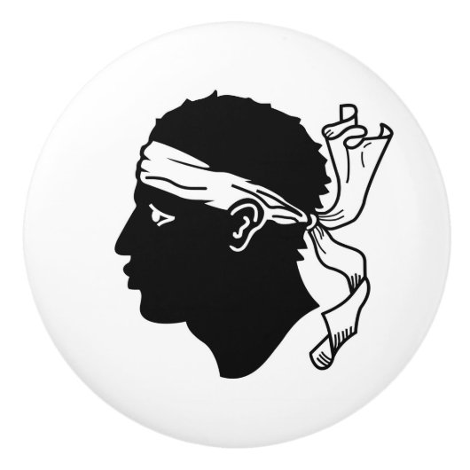 Keramik Drehknopf mit Fahne von Korsika Keramikknauf (Vorderseite)