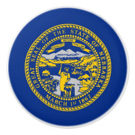 Keramik Drehknopf mit Fahne von Nebraska, USA Keramikknauf