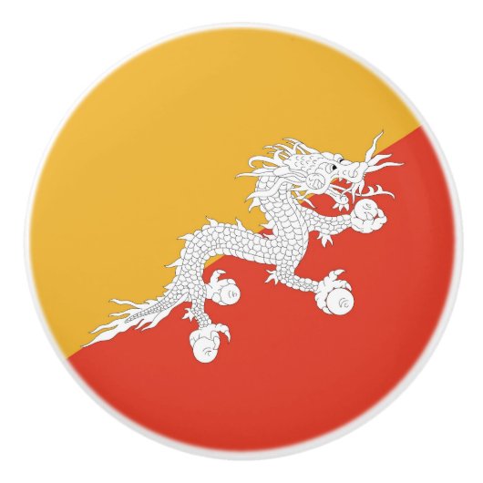 Keramik Drehknopf mit Flagge von Bhutan Keramikknauf (Vorderseite)