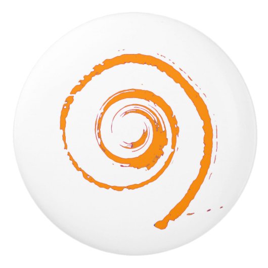 Keramik-Drehknopf mit Orange Twirl Keramikknauf (Vorderseite)
