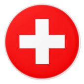 Keramik-Drehknopf mit Schweizer Flagge ziehen Keramikknauf (Vorderseite)