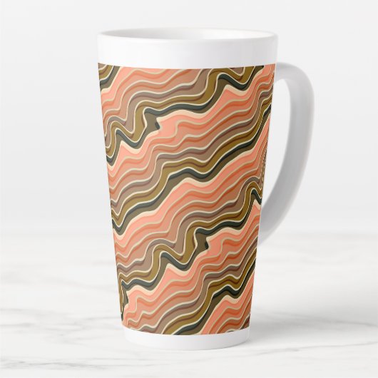 Keramik | Earthy Wavy Pattern Latte Tasse (Rechte Ecke)