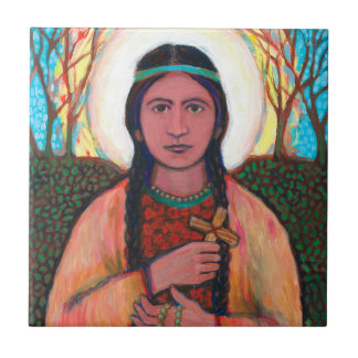 Keramik-Fliese St. Kateri Tekakwitha (4,25" x Fliese