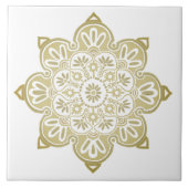 Keramik-Fliesen, gelbe Medaillons auf Weiß Fliese (Vorderseite)