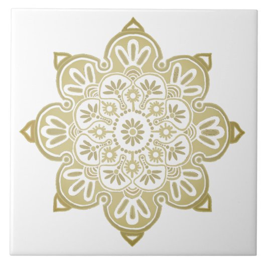 Keramik-Fliesen, gelbe Medaillons auf Weiß Fliese (Vorderseite)