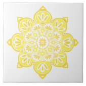 Keramik-Fliesen, gelbe Medaillons auf Weiß Fliese (Vorderseite)