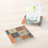 Keramik Fliesen Schmuck: abstrakte Muster. Glasuntersetzer (Schrägansicht)