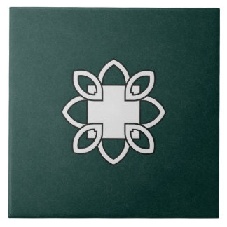 Keramik-Fliesen-Schwarzweiss-Muster auf Grün Fliese