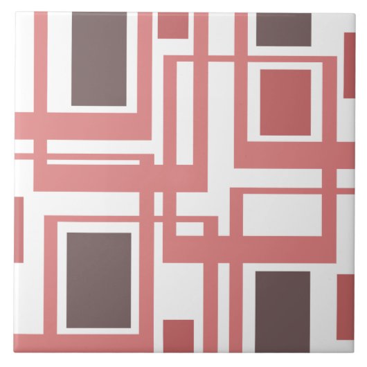 Keramik für Boho Blush Pink Geometric Squares Fliese (Vorderseite)