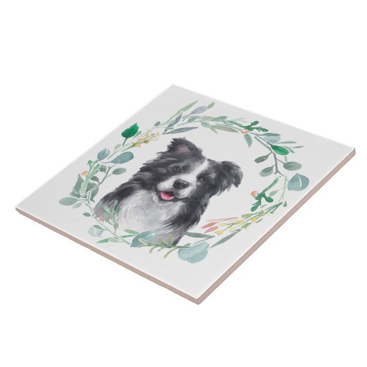 Keramik für Border Collie Dog Wasserfarben Fliese (Seite)