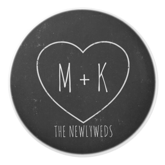 Keramik für das Schwarzweiß-Herzmonogramm Keramikknauf (Vorderseite)