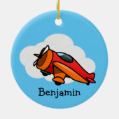 Keramik für kleine rote Flugzeuge Keramik Ornament (Hinten)