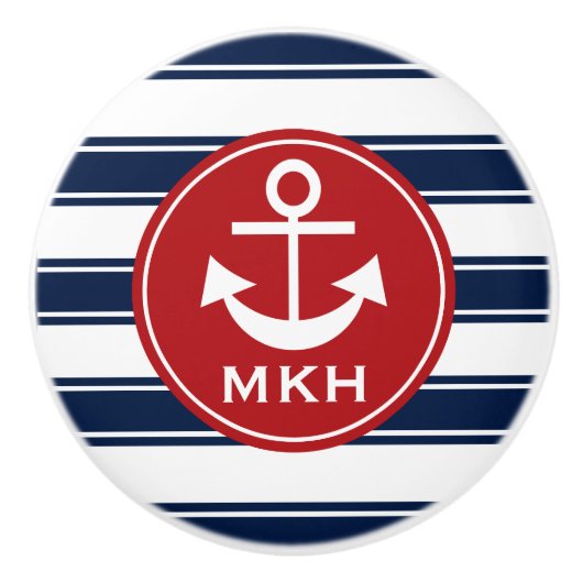 Keramik für Monogramm, Rot und Navy Keramikknauf (Vorderseite)