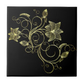 Keramik für Schwarze und Gold Blume - Farbe auswäh Fliese (Vorderseite)