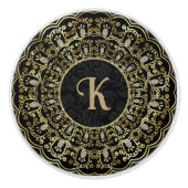 Keramik für Verzierte Rahmen in Gold und Schwarz Keramikknauf (Vorderseite)