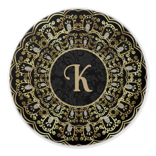 Keramik für Verzierte Rahmen in Gold und Schwarz Keramikknauf (Vorderseite)