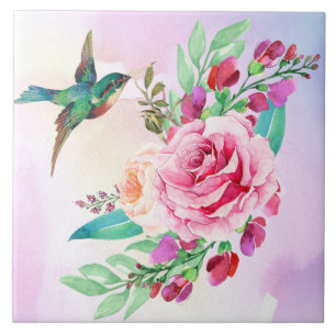 Keramik für Vögel und Blume Fliese