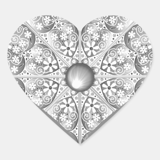 Keramik Grau Herz-Aufkleber (Vorderseite)