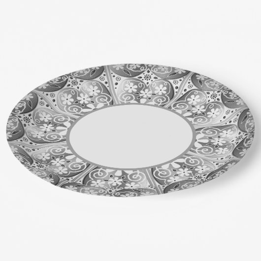 Keramik Grau Pappteller (Schrägansicht)