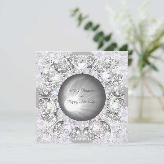 Keramik Grau & Schneeflocke Feiertagskarte (Stehend Vorderseite)