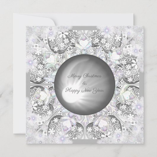 Keramik Grau & Schneeflocke Feiertagskarte (Vorderseite)