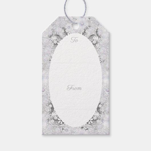 Keramik Grau & Schneeflocke Geschenkanhänger (Vorderseite)