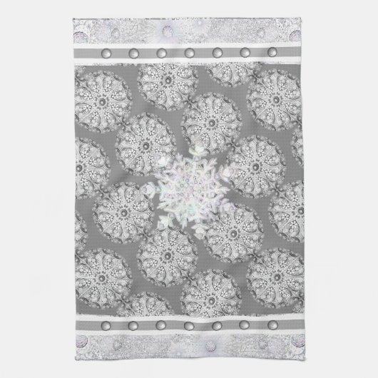 Keramik Grau & Schneeflocke Geschirrtuch (Vertikal)