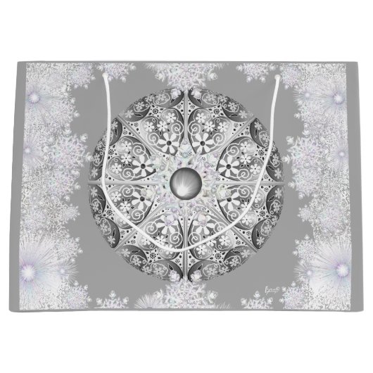 Keramik Grau & Schneeflocke Große Geschenktüte (Vorderseite)