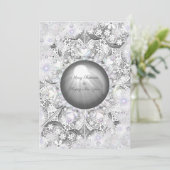 Keramik Grau & Schneeflocke Karte (Stehend Vorderseite)