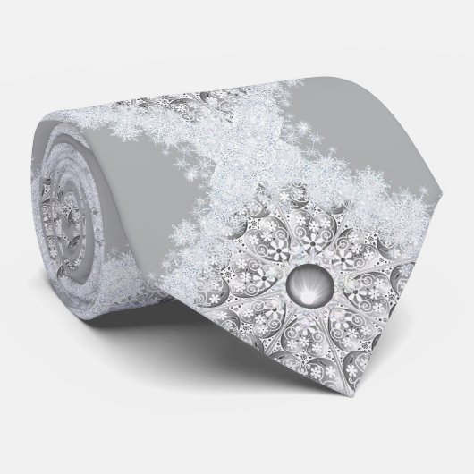 Keramik Grau & Schneeflocke Krawatte (Gerollt)
