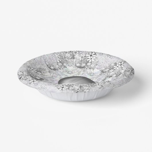 Keramik Grau & Schneeflocke Pappteller (Gewinkelt)