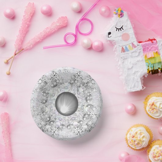 Keramik Grau & Schneeflocke Pappteller (Party)