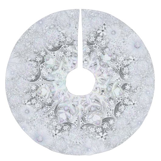 Keramik Grau & Schneeflocke Polyester Weihnachtsbaumdecke (Vorderseite)