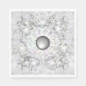 Keramik Grau & Schneeflocke Serviette (Vorderseite)